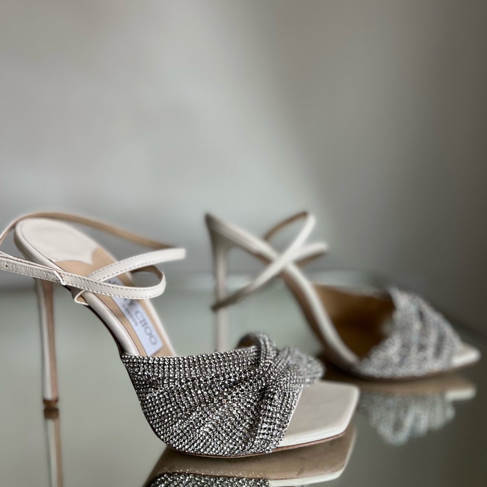 Like new JIMMY CHOO Naria 110 crystal-embellished leather sandals $1,625 - Picture 11 of 17